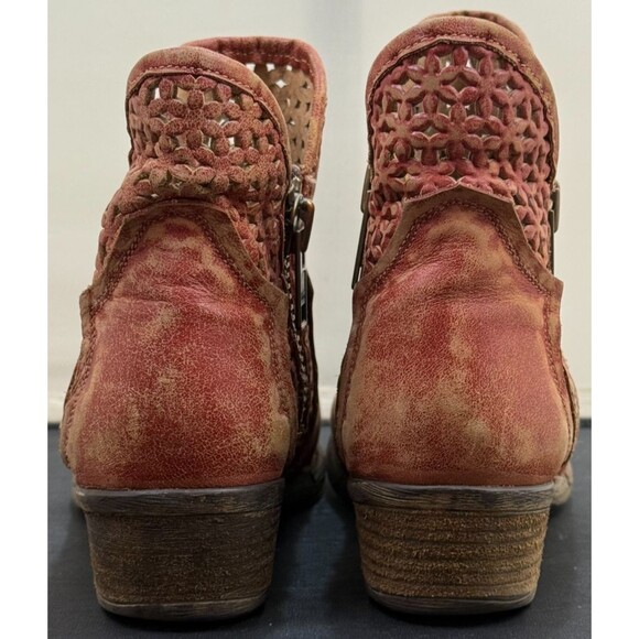 Circle G Corral Western Leather Bootie 8 Distressed Cut Out Cowgirl Ankle Boots - Picture 5 of 7